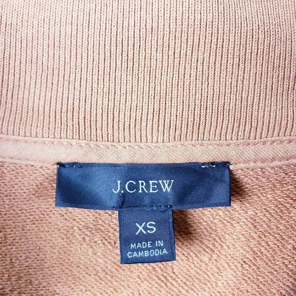 J.‎ Crew University Terry Half-Zip Cropped Sweatshirt Mock Neck Size XS Clay - Picture 7 of 10